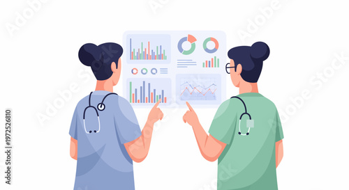 Medical Professionals Analyzing Data Charts.