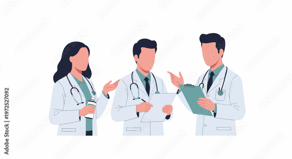 Fototapeta premium Medical Team Collaboration Doctors and Nurses Discussing Patient Care.