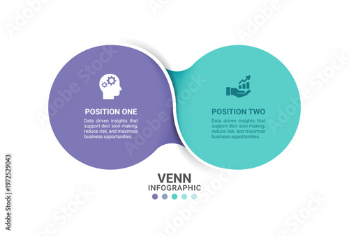 Foto Modern Venn Diagram Infographic Template with Two Overlapping Circles and Busine