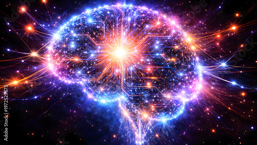 Wallpaper Mural AI brain made of circuits and light connections Torontodigital.ca