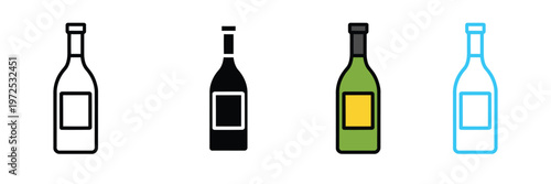 Green Glass Wine Bottle Icon for Celebration, Luxury Champagne, and Alcohol Beverage Symbol. Symbol Vector Illustration.