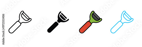 Stainless Steel Vegetable Peeler Icon for Kitchenware, Cooking Tools, and Food Preparation Symbol. Symbol Vector Illustration.