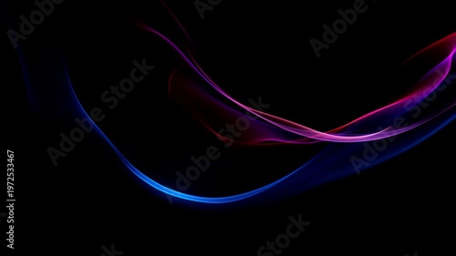 Abstract Colorful Glowing Wave on Black Background, Fluid Light Streaks Motion Animation with Alpha Channel, Seamless Loop 4K resolution