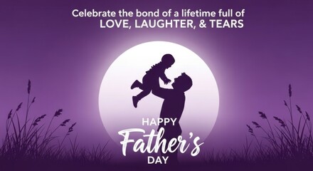 Happy Father's Day Greeting with Silhouette of Dad and Baby