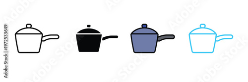 Stainless Steel Saucepan Icon for Kitchenware, Cooking Tools, and Culinary Equipment Symbol. Symbol Vector Illustration.