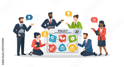 Government officials discussing federal policy with industry representatives