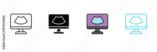 Ultrasound Machine Icon for Medical Diagnosis, Prenatal Screening, and Healthcare Monitoring Symbol. Symbol Vector Illustration.