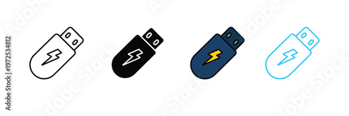 USB Flash Drive Icon for Data Storage, Memory Stick, and Digital Hardware Technology. Symbol Vector Illustration.
