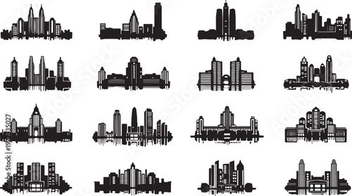 City skylines from around the world in silhouette