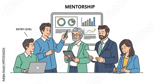 Mentorship and guidance concept with diverse group of people