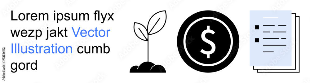 Obraz premium Investment strategy, sustainability, business planning, economic growth, financial literacy, and agriculture. a dollar sign, a growing plant and documents. Investment strategy and sustainability
