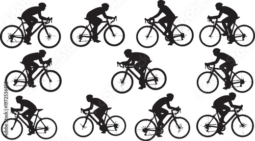 Silhouettes of Cyclists in Various Riding Positions