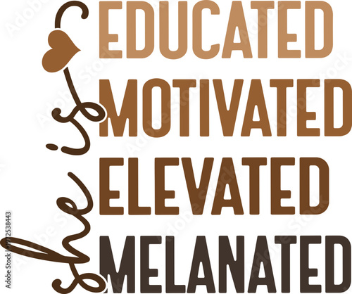  She Is Me Educated Motivated Elevated Melanated Svg