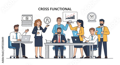 Cross functional team collaboration business meeting concept