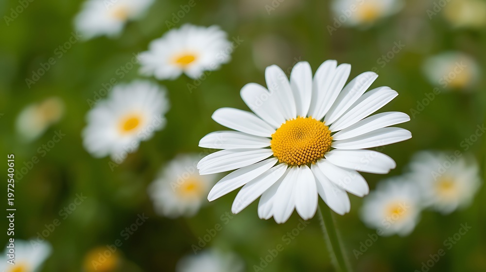 Fototapeta premium Generative Ai depicting a vibrant field of blooming daisies in soft focus