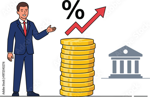 Interest Rate Hike Central Bank Monetary Policy Professional Man Gold Coins