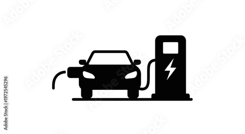 Electric car charging at station.