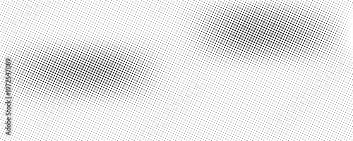 PrintSet of halftone dots gradient pattern texture isolated on white background. Straight dotted spots using halftone circle dot raster texture. Vector blot half tone collection.