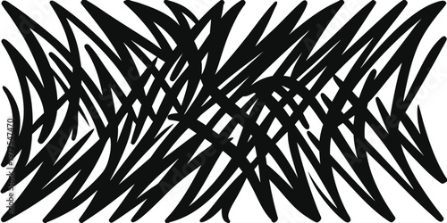 Abstract black and white scribble chaotic lines and intense texture