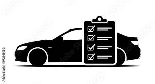Car with a checklist clipboard.