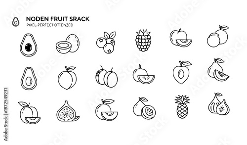 Fruit outline icon set with editable stroke minimal thin line vector icons for modern UI design