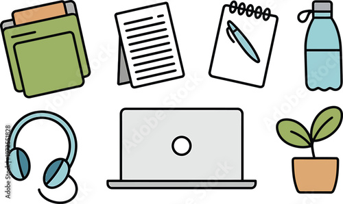 A collection of office and study supplies