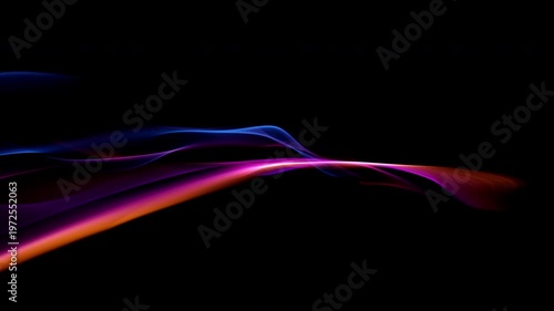 Abstract Colorful Glowing Wave on Black Background, Fluid Light Streaks Motion Animation with Alpha Channel, Seamless Loop 4K resolution