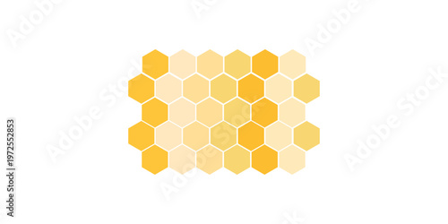 Abstract pattern seamless yellow hexagon honeycombs on a white background. Honey comb background pattern symbol modern art