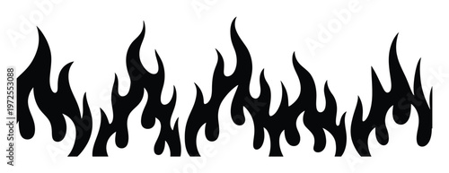 Black and white stylized flame border