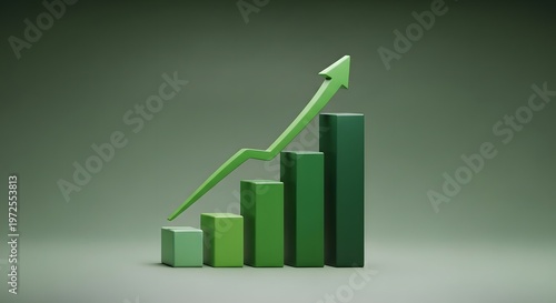Green growth chart visualizing positive trends and increasing success