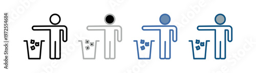 
dumping icon set multiple style collection with design of people throwing away trash