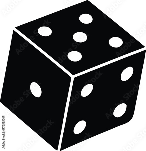 Simple black gaming die vector illustration