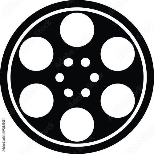 Minimalist flat movie film reel vector illustration