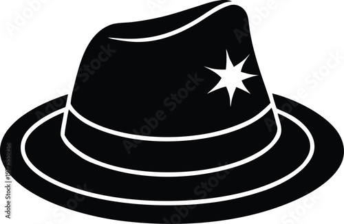 Classic fedora hat with sheriff star badge vector illustration