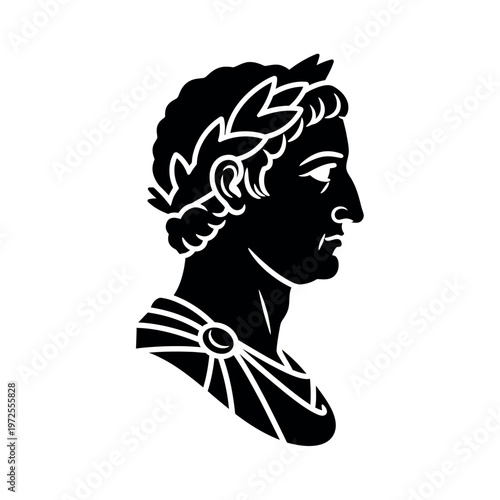 Ancient Roman Emperor Bust Silhouette.