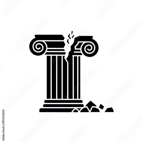 Broken ancient column black glyph icon.