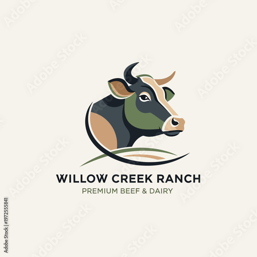 Premium Beef and Dairy Cow Head Logo Design on Isolated White Background