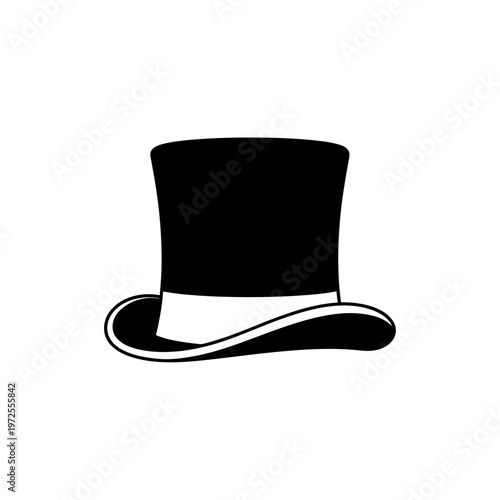 Black Top Hat with White Band.