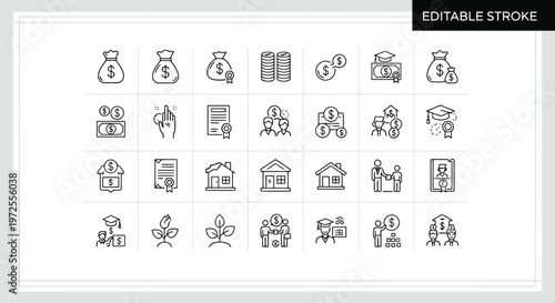 Vector illustration of Colorful Financial Icons Set with Various Money and Investment Symbols