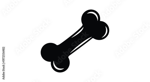 Vector illustration monochrome silhouette of a dog bone on white background, simple and isolated