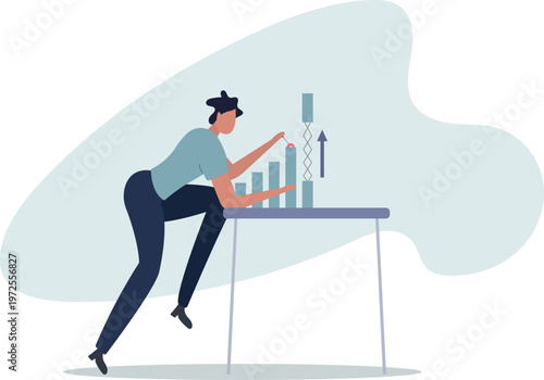 Growing business graph, increase sale or investment growth, profit rising up or revenue growing, development or improvement concept.person's life situation and his activities.