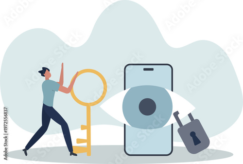 Data privacy for internet user, protect application to track or follow user behavior concept.person's life situation and his activities.