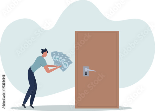 Opportunity or money knock on the door, new business chance or job and career offer, investment return or dividend concept.person's life situation and his activities.