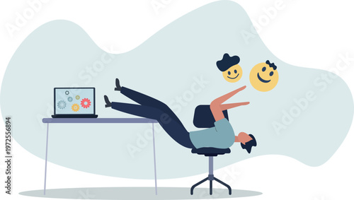 love your career or motivation to go to work, appreciation after finish work concept.person's life situation and his activities.