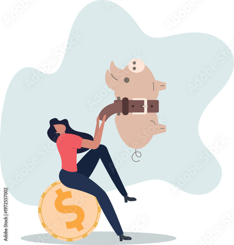 Tightening Budget Concept with Piggy Bank