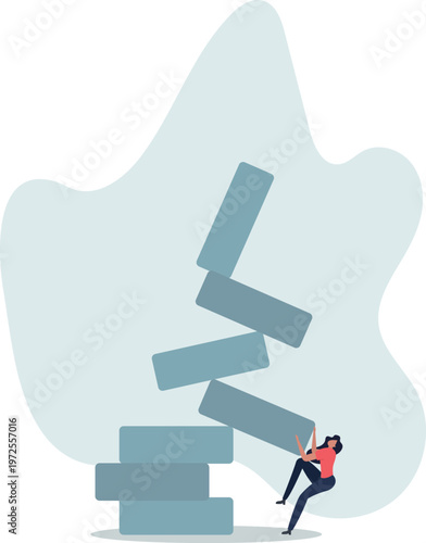 Investment risk, failure or mistake for greedy decision, business strategy to be careful and balance on instability and uncertainty concept.person's life situation and his activities.