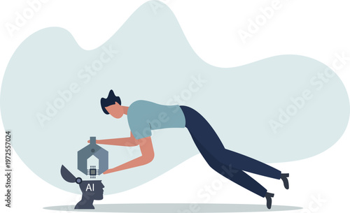 AI, Artificial Intelligence to think like human, machine learning technology to calculate and solve problem,person's life situation and his activities.