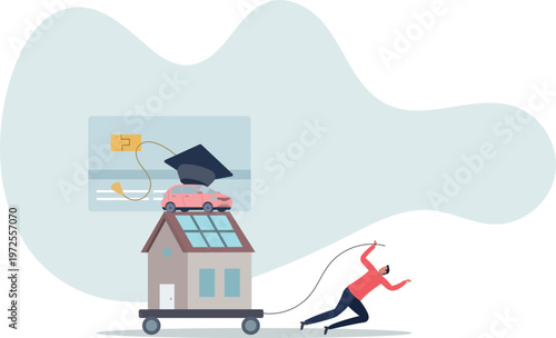 Debt, cost of living or expense to pay for, financial obligation for lifestyle concept.person's life situation and his activities.