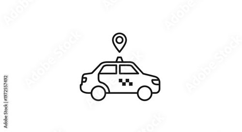 Icon of a taxi with location marker.