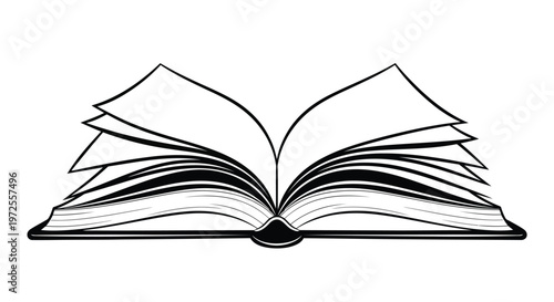 Vector illustration open Book with Gray and Yellow Pages on White Background